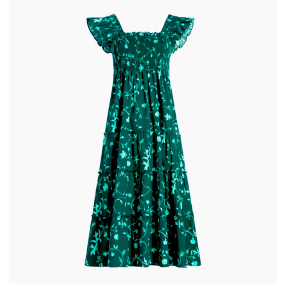Hill House Ellie Nap Dress in Emerald Botanical